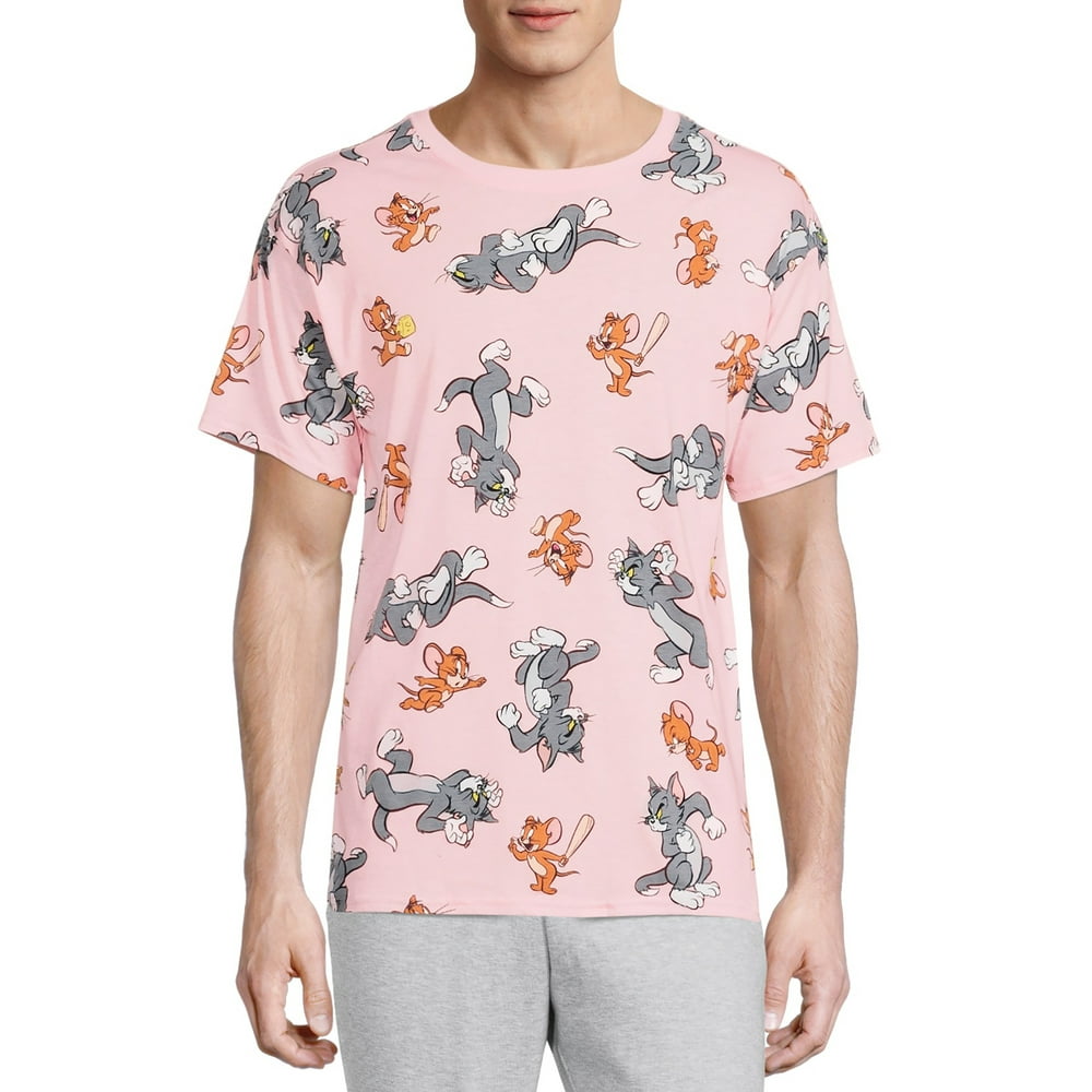 Tom & Jerry - Tom and Jerry Men's & Big Men's All Over Print Graphic T-Shirt with Short Sleeves