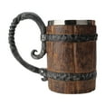 thumbnail image 1 of Jarra de cerveza de barril de madera hecha a mano, vajilla con forma de cubo con asa, taza de cóctel de doble pared de acero inoxidable, 1 of 6