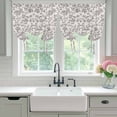 thumbnail image 5 of Pastoral Flowers Tie Up Curtain 63 Inches Long, Dark Grey Flower Farm Linen Texture Balloon Style Kitchen Window Curtain Over Sink, Small Window Rod Pocket Curtain 52"x63", 5 of 9