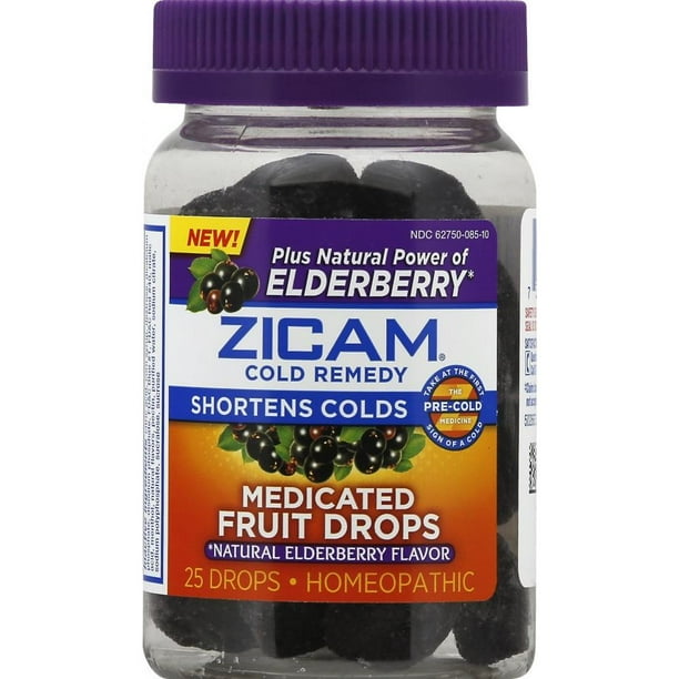 Zicam Cold Remedy Elderberry Medicated Fruit Drops, 25 Count Walmart