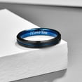 thumbnail image 3 of 4mm Tungsten Ring for Unisex Blue Groove Wedding Bands Beveled Edges Engraved I Love You Size 5 to 12, 3 of 5
