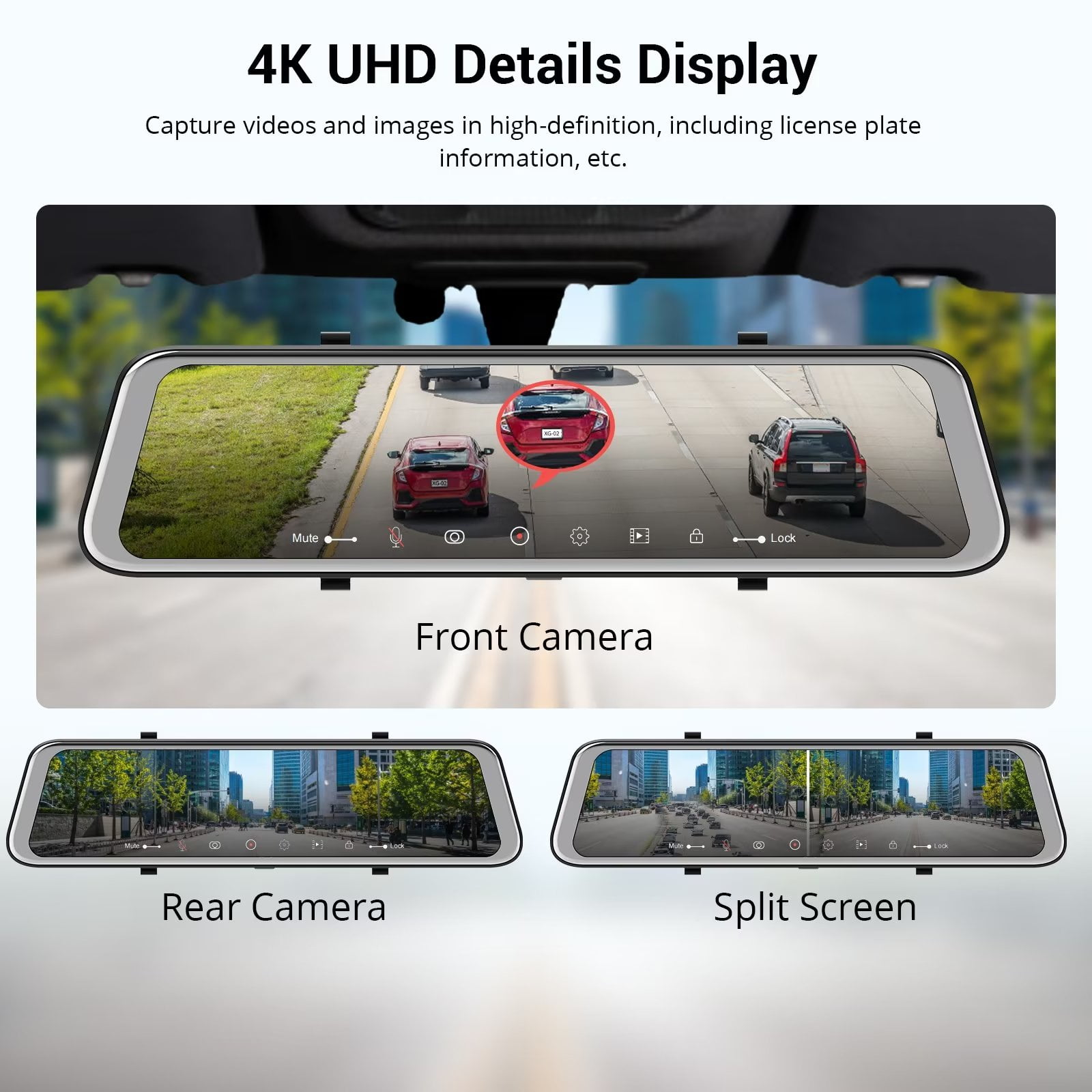 XGODY 10.26 Screen Dual Dash Camera for Car Dash Cam Front&Rear SUV Van  4K+1080P Driving Recorder with Voice Command, Bluetooth Connection 