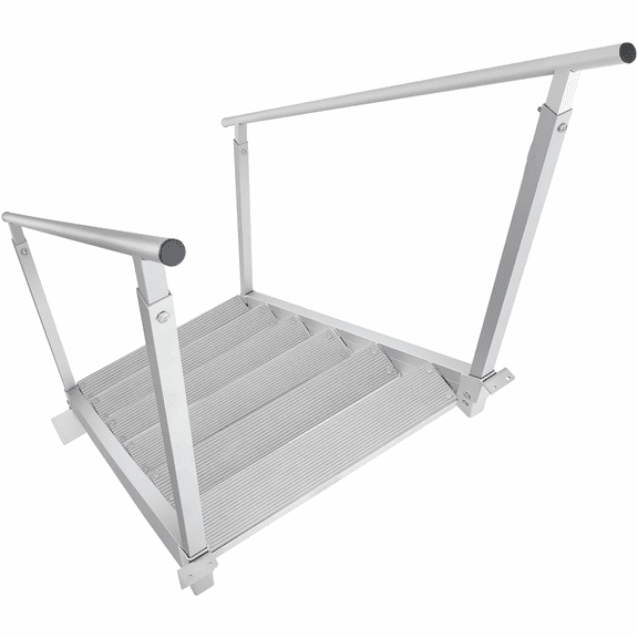 Dock Ladder 43-51 Inch Adjustable, 6 Step Aluminum Boat Ladder with Handrails, 500 lbs Capacity, Pontoon Marine Boarding Ladder for Lake, Pool, Ship