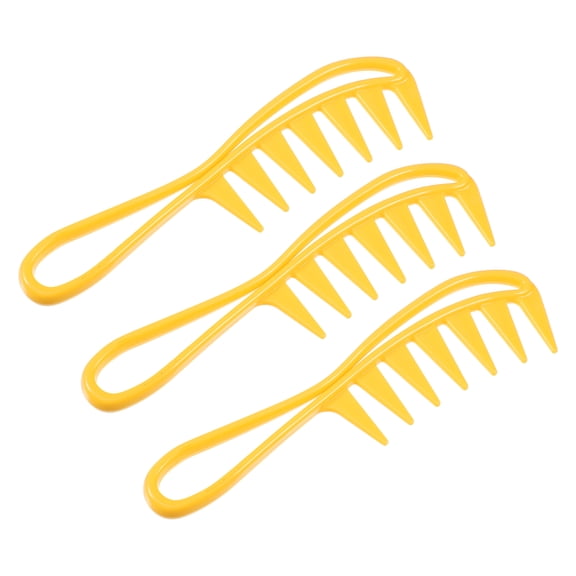 Unique Bargains 3 Pcs Hair Comb Wide Tooth Anti Static Detangling Comb for Wet and Dry Yellow