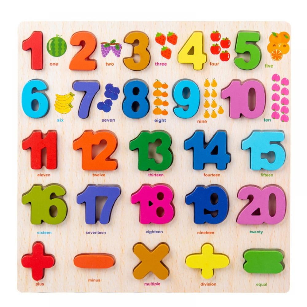 Wooden Jigsaw Puzzles Alphabet ABC Lettres/123 Chiffres Formes Kids Learning 