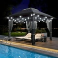 thumbnail image 2 of Homhougo 10x12 Ft Pop Up Gazebo, Outdoor Canopy Tent with Mosquito Netting, Gazebos on Clearance with Wheeled Carry Bag for Lawn, Garden, Backyard, Gray, 2 of 7