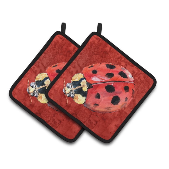 Carolines Treasures 8870PTHD Lady Bug on Deep Red Pair of Pot Holders , 7.5HX7.5W, multicolor