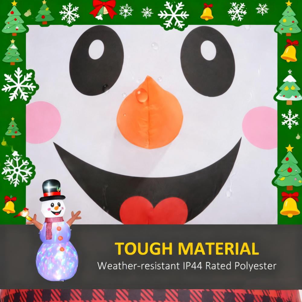 6ft Inflatable Snowman with Branch Hands LED Lights Rotating Colorful Light Outdoor Yard Christmas Decoration