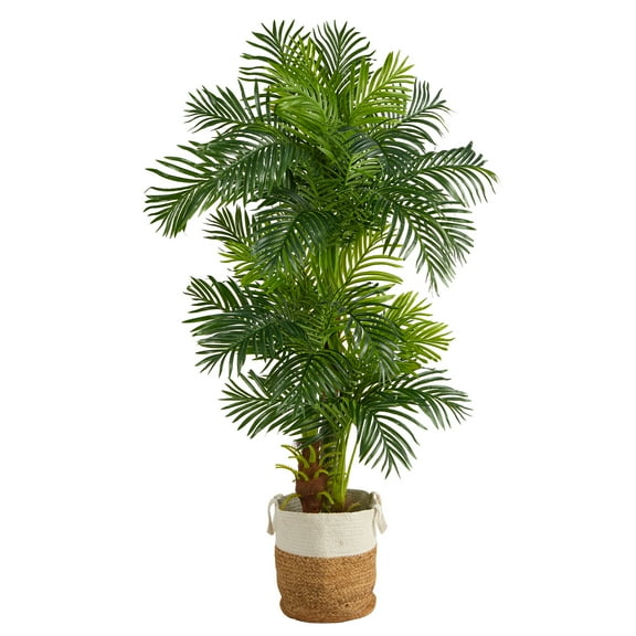 Nearly Natural 6' Hawaii Palm Artificial Tree in Natural Jute Planter