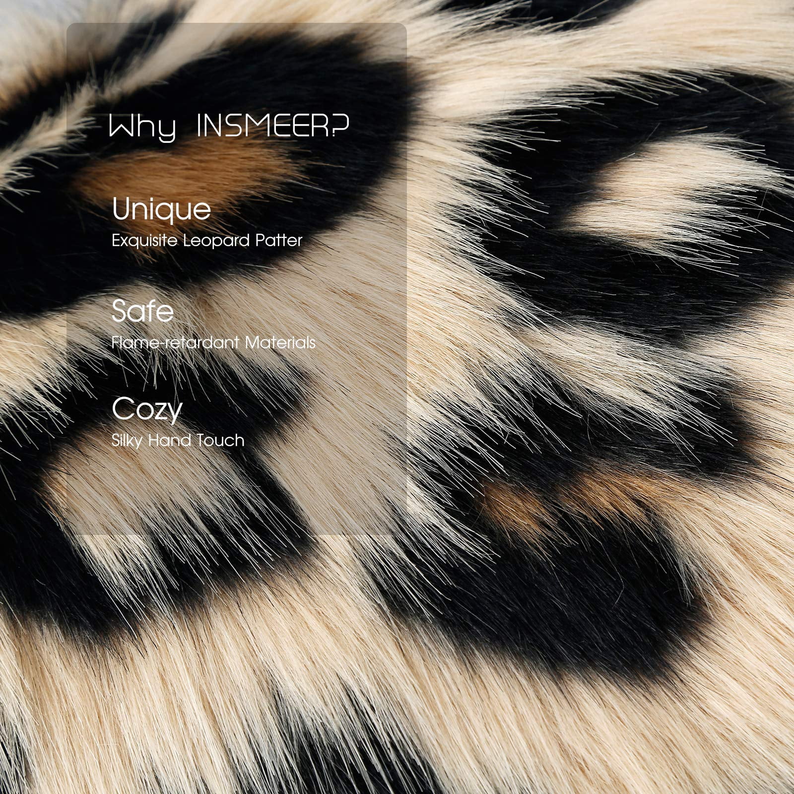 INSMEER Leopard Print Pillow Case Decorative Fluffy Pillow Covers Faux Fur Cushion Cover 18x18 inch for Bedroom Couch Sofa Home