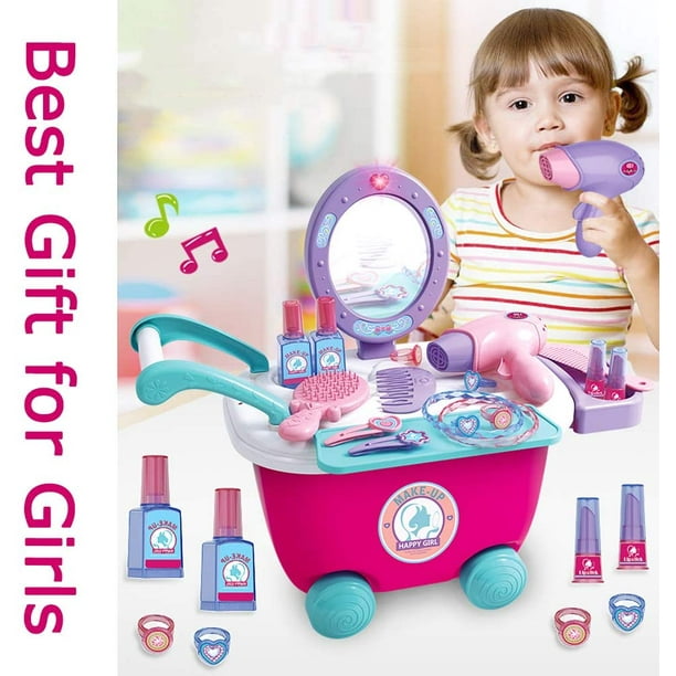 Table de toilette pour enfants, jouet princesse, cosmétiques, cadeau  d'anniversaire pour fille de 3 à