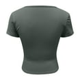 thumbnail image 7 of Women's Sexy Slim Fit Crop Top Short Sleeve T-Shirt Double Lined Button Up Going Out Casual Comfortable Stylish Fashion Tee, 7 of 7