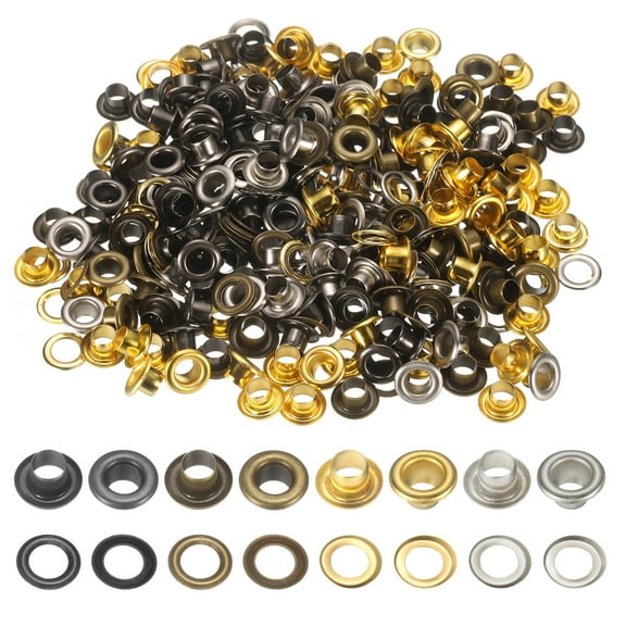 Uxcell 400Pcs Super Tiny Grommets Kit Metal Eyelets 4.5mm/0.18" Hole Grommet Self Backing for DIY Projects