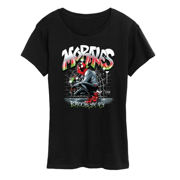 Marvel Spider-Man - Miles Morales Spray Paint - Ladies Short Sleeve Graphic T-Shirt