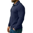 thumbnail image 3 of Fabrcox Big and Tall Mens Polo Shirts 1/4 Zip Collared Color Patchwork T Shirts Fall Long Sleeve Casual Lightweight Trendy Polo Shirts,Navy L, 3 of 4