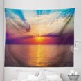 thumbnail image 1 of Ocean Tapestry, Majestic Sunrise in Tranquil Sea Horizon Dawn Rays Clouds Water Reflection, Fabric Wall Hanging Decor for Bedroom Living Room Dorm, 5 Sizes, Orange Purple Blue, by Ambesonne, 1 of 1
