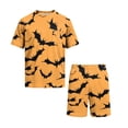 thumbnail image 6 of Pajamas for Men Halloween Funny Bats Print Mens Pajama Shorts Set Lightweight Summer Sleepwear 2 Piece, 6 of 7