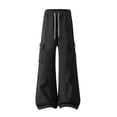 thumbnail image 4 of Iyufng Men's Drawstring Elastic Waist Casual Wide Leg Outdoor Cargo Pants with Button Flap Pocket, 4 of 7