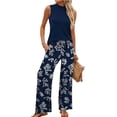 thumbnail image 5 of ZToonmas Women's 2 Piece Outfits Sleeveless Top and Loose Wide Leg Pants Set Casual High Waist Palazzo Pants Suit, 5 of 7
