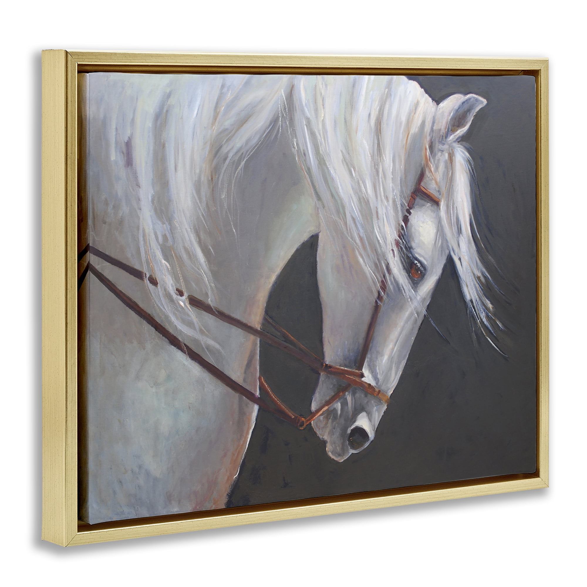Stupell Industries Majestic White Mare Gold Framed Floater Canvas Wall Art, design by Jadei Graphics