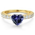 thumbnail image 3 of Gem Stone King 14K Two Tone Gold Blue Iolite and Lab Grown Diamond Engagement Ring for Women | 1.90 Cttw | Heart Shape 8MM | Gemstone Birthstone | Size 9, 3 of 6