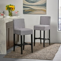 Noble House Lindsey Modern Contemporary 29.5" Fabric Bar Stools, Set of 2, Light Grey