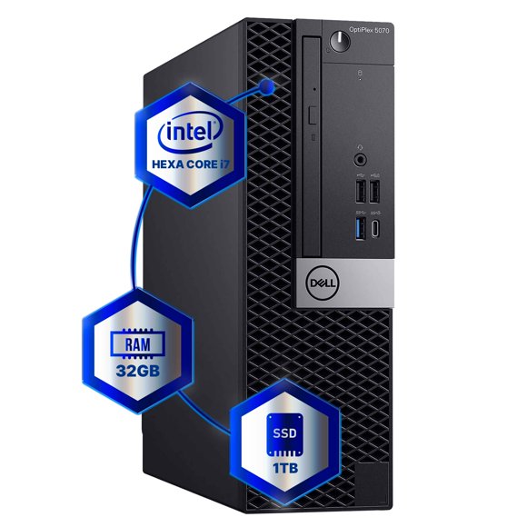 Restored Dell Optiplex 5070 Desktop Computer | Hexa Core Intel i7 (3.4GHz) | 32GB DDR4 RAM | 1TB SSD Solid State | 5G-WiFi & Bluetooth | Windows 11 Professional | Home or Office PC (Refurbished)