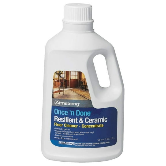 Once 'N Done Floor Cleaner Concentrate - For Vinyl, Tile, Marble & Stone - No Rinse Formula - Economical & Streak-Free - 128oz