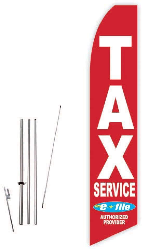 INCOME TAX SERVICE 15' COMPLETE SWOOPER FLAG STARTER KIT Bow Feather 