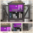 thumbnail image 4 of Blotout Farmhouse End Table with LED Light&Charging Station, 24" Large Sofa Side Table, Mesh Barn Door, Adjustable Storage Shelf, Rustic Wood Square Nightstand for Living Room, Bedroom, Office, 4 of 9