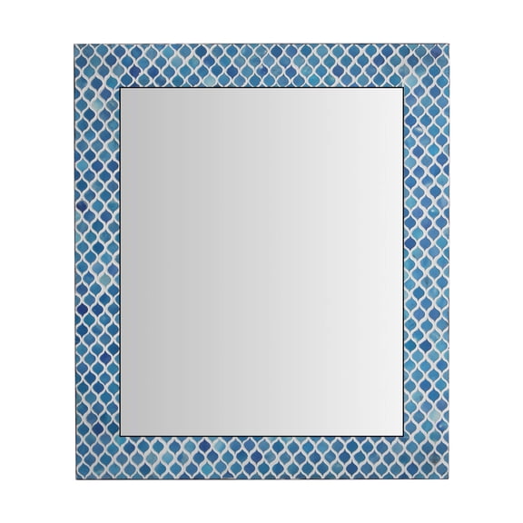 DecorShore Rectangular Mosaic Wall Mirror - 24 x 30 Inch Decorative Wall Mirror for Living Room and Bathroom, Accent Mirror, Stylish Decorative Mirror, Turquoise Blue Mosaic Décor