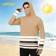 thumbnail image 4 of LTTVQM Lightweight Cooling Long Sleeve Hooded Rash Guard UPF 50+ Horizontal Stripe Printed Attached Full Face Mask Multi Scene Outdoor Sports Top Coffee S, 4 of 6