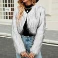 thumbnail image 5 of Atogsazn Women Faux Furry Cropped Jacket Casual Long Sleeve Open Front Coat Winter Warm Fashion Tops C-White L, 5 of 9