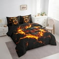 thumbnail image 2 of 7 Pcs Skull Comforter Set,Mystic Gothic Skeleton Red Flame Bedding Set,Natural Disaster Volcano Eruption Lava 3D Print Bed Set(Comforter+Fitted+Flat Sheet+Pillowcases+Pillow Covers),Queen, 2 of 5
