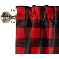 thumbnail image 5 of Kitchen Curtains and Valance Set of 2 - Christmas Red and Black Plaid Wreath Red Bow Curtains Semi Sheer Curtains for Living Room - Rod Pocket Valances for Windows (27.5"x24"), 5 of 5