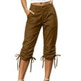 thumbnail image 4 of Women's Laceup Hem Cargo Capris Straight Leg Lightweight Summer Loose Streetwear Hiking Pants with Pockets, 4 of 9