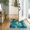 thumbnail image 2 of ODIKA 2'x3' Washable Doormat Non-Slip, Low Pile Nautical Stained Turtle Ocean Mosaic Entryway Teal Beachy Cherry for Kitchen, Laundry Room, 2 of 7