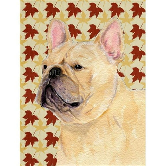 15 x 15 in. French Bulldog Fall Leaves Portrait Flag Garden Size