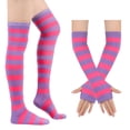 thumbnail image 2 of IAJDKMEK Halloween Striped Over The Knee Socks - Matching Gloves Set Party Socks, 2 of 7