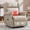 Beige, variant on Ywen Manual Recliner Chair, Faux Leather Push Back Recliners with Vibration Massage Lumbar Heat, Living Room Single Sofa Reclining, Rivet Design Chair, Gray