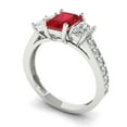 thumbnail image 2 of 1.88 ctw 3 Stone Anniversary Ring for Women | Emerald Cut Simulated Ruby | Hyperallergenic Solid 18K White Gold, 2 of 5