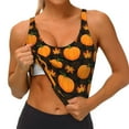thumbnail image 4 of Lsque Orange Pumpkin And Autumn Maple Printed Women'S Sports Bra, Compression, Moisture Wicking, High-Impact Sports Bra For Women,Supportive sports bra-Large, 4 of 9