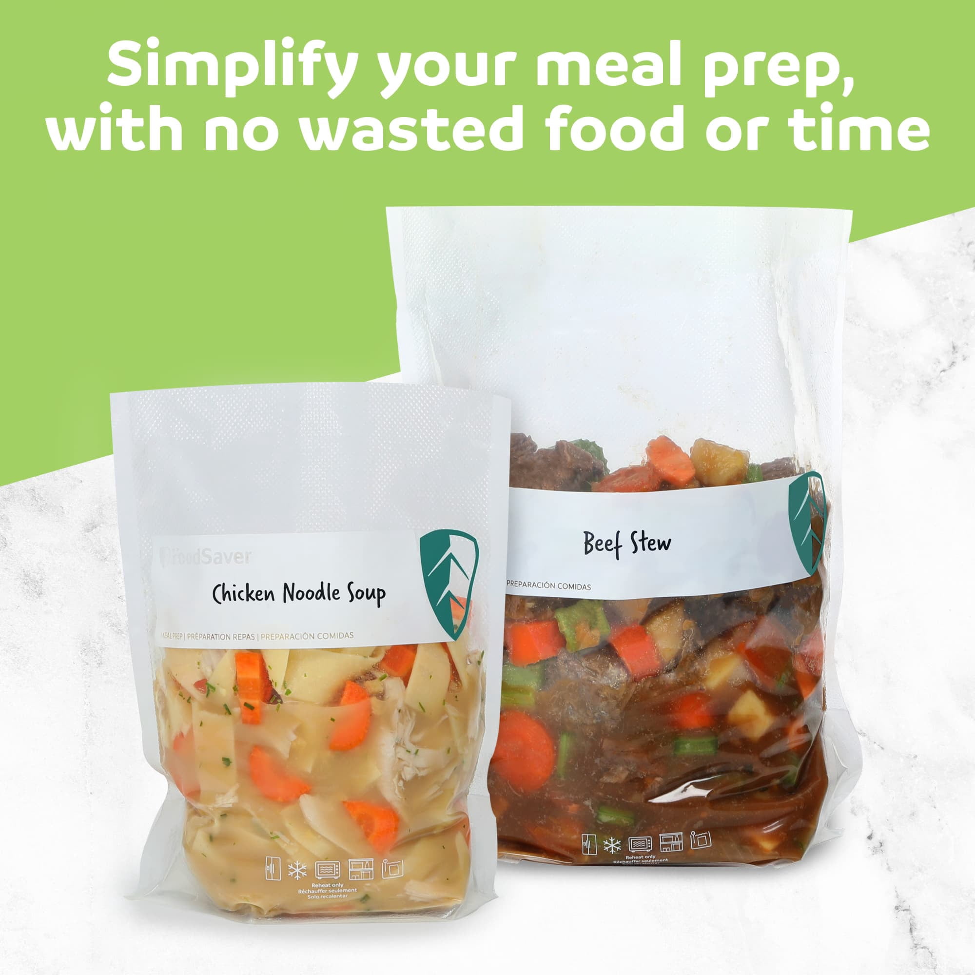 FoodSaver Easy Fill 1-Gallon Vacuum Sealer Bags, 12 Count BPA-Free Bags with Free-Standing Design for Meal Prep, Sous Vide, and Food Storage