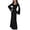 Black, variant on Women's Scoop Neck Lace Up Ribbed Maxi Dress Knit Flare Sleeve Bodycon Dress Loose Casual Long Dresses
