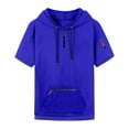 thumbnail image 4 of biudgviw Men's Short Sleeve Hoodies Drawstring Casual Athletic Short Sleeve Shirts Fitness Muscle Quarter Zip Pullover with Pocket, 4 of 4
