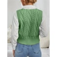 thumbnail image 4 of Women's V-Neck Sweater Pullover Cable Knit Vest Solid Color Sleeveless Vest Pullover, 4 of 5