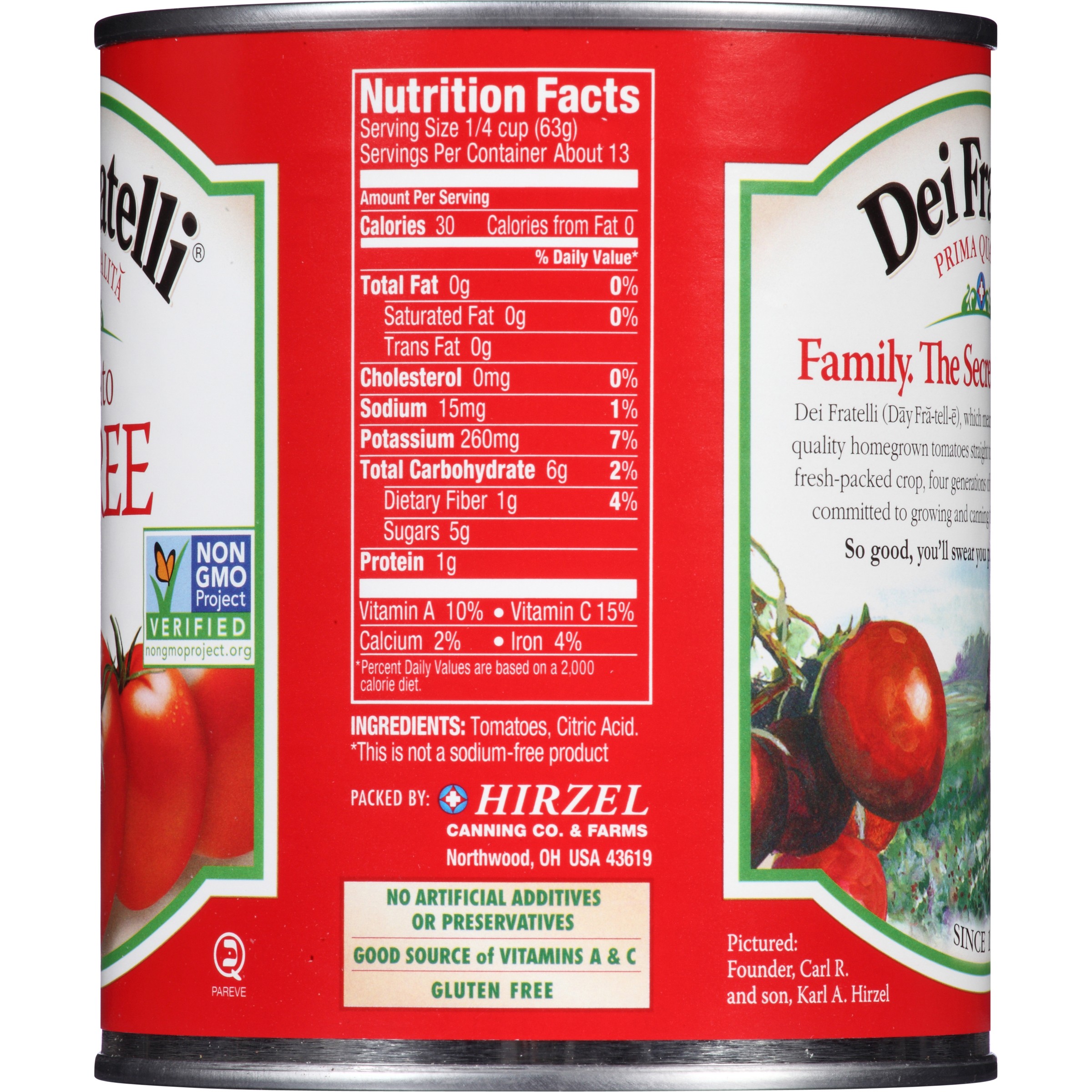 (6 pack) Hirzel Canning  & Farms Dei Fratelli  Tomato Puree, 28 oz