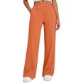 thumbnail image 2 of Womens Wide Leg Sweatpants | Winter Lounge Travel Pants Fall Fashion Outfits 2026 Clothes With Pockets Orange XL, 2 of 6