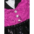 thumbnail image 6 of YEAHDOR Kids Girls Sparkle Sequins Tassels Dance Leotard Latin Cha-cha Jazz Dance Costume Skirted Leotard A Hot Pink 14, 6 of 7