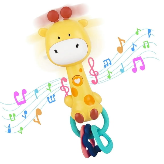 Baby Music Rattle for 12-24-36 Month, Teething Toys for Infants 6-12-18 Months Toddlers, Light-Up & Chew Sensory Toys for 1 2 3 Year Old Baby Toys Boy Girl Gifts Giraffe Toy for 1 2 3 4 5